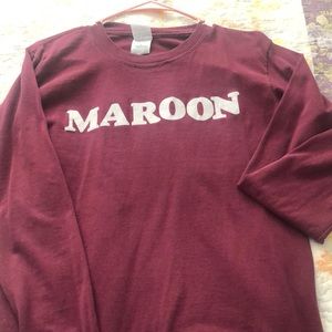 maroon long sleeve shirt